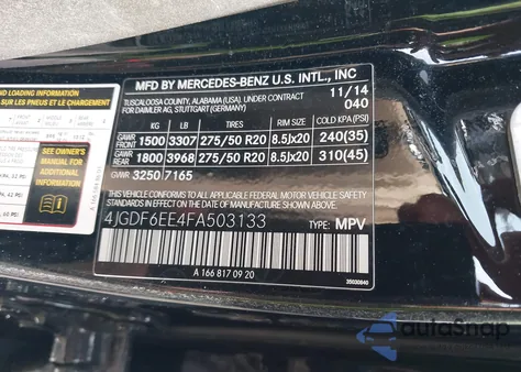 2015 Mercedes-Benz Gl 450 4Matic z USA, uszkodzony, nr VIN 4JGDF6EE4FA503133